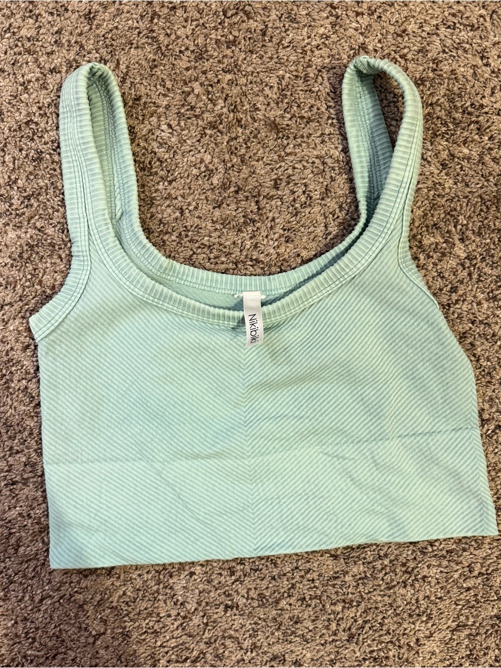 Nikibiki Mint Ribbed Scoop Crop Tank